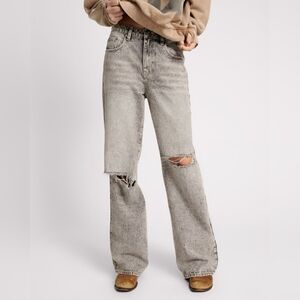 GEORGE Women’s High-Rise Distressed Straight Jeans - Light Grey